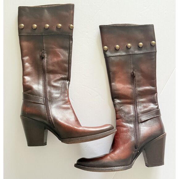 Vintage Nana Wester Studded Side Zipper 3" Block Heel Boots Sz 38 (7.5) - Picture 2 of 9